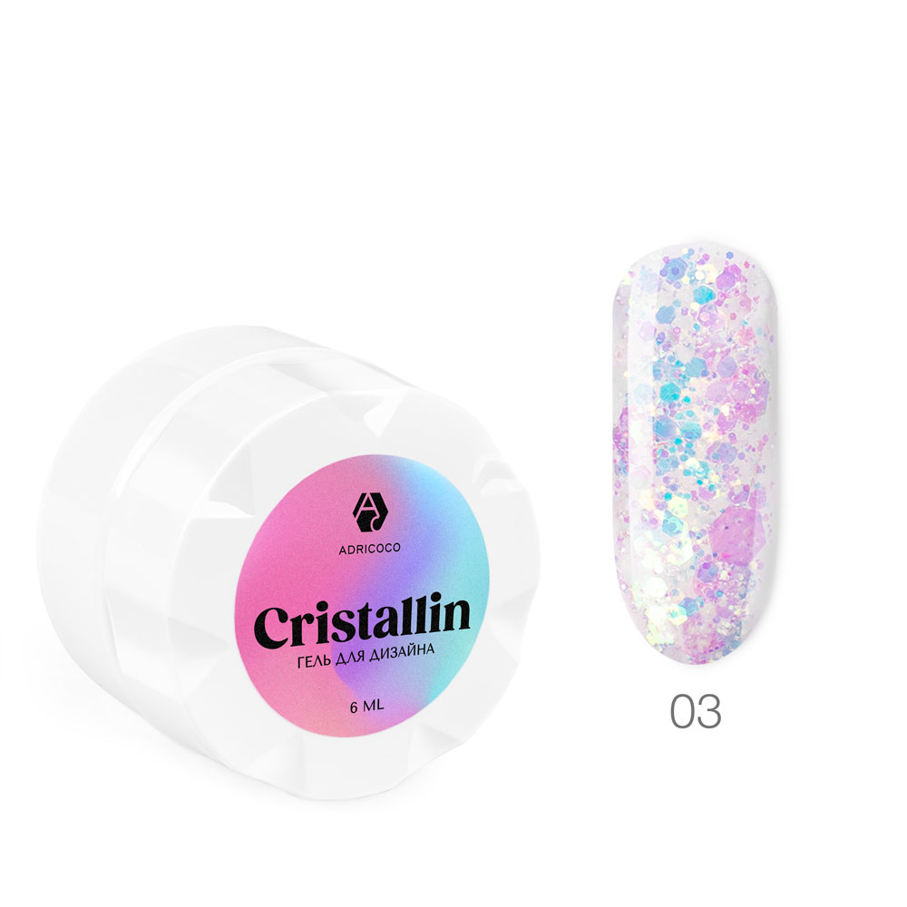 Адрикоко Гель для дизайна ногтей Cristallin №03 Прозрачный Кристалл 6 мл