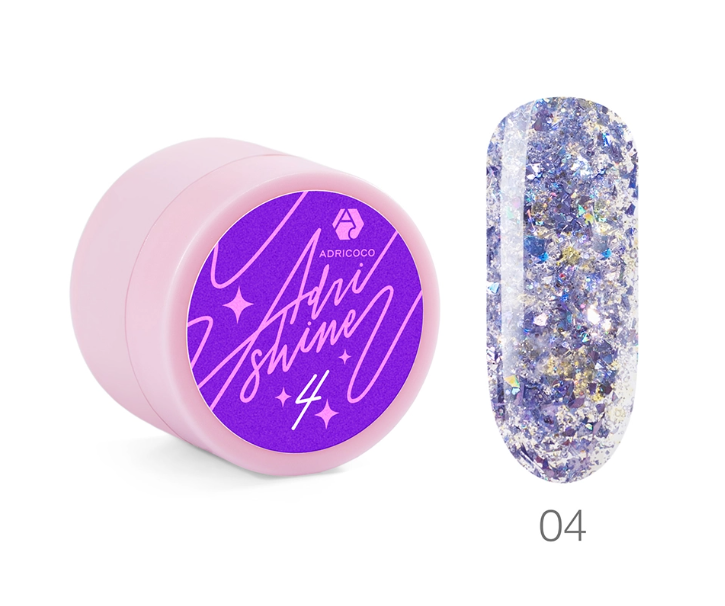 Адрикоко Гель для дизайна светоотражающий Adri Shine №4 сказочный фиолетовый, 5 мл